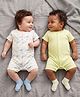 Kookie Kids India Interlock Knit Half Sleeves Rompers With Animal Print Pack of 2 - Multicolor
