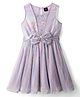 Hola Bonita Knit Sleeveless Shimmer Party Dress With Sequinned Yoke & Belt - Lilac