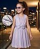 Hola Bonita Knit Sleeveless Shimmer Party Dress With Sequinned Yoke & Belt - Lilac