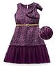 Hola Bonita Knit Sleeveless Sequined Tiered Party Dress with Belt - Wine