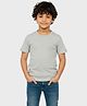 Charm n Cherish Cotton Knit  Half Sleeves Solid Tee - Grey