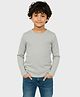 Charm n Cherish Cotton Knit Full Sleeves Solid Tee - Grey