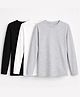 Charm n Cherish Cotton Knit Pack Of 3 Full Sleeves Solid Tees - White Black & Grey