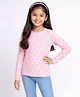 Charm n Cherish Cotton Knit Full Sleeves Hearts Printed Tee - Pink