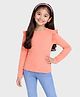 Charm n Cherish Cotton Knit Full Sleeves Solid Tee - Coral