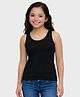 Charm n Cherish Cotton Knit Sleeveless Solid Tank Top - Black