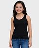 Charm n Cherish Cotton Knit Sleeveless Padded Solid Tank Top - Black