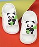 Yellow Bee Panda Applique Slingback Clogs - White