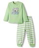 Babyhug Cotton Knit Full Sleeves T-Shirt & Striped Pyjama Night-Suit With Sleep & Koala Print - Green