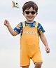 Babyhug 100% Cotton Single Jersey Knit Half Sleeves T-Shirt & Dungaree Set with Tiger Print - Yellow & Navy Blue
