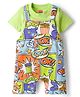 Babyhug Single Jersey Knit Half Sleeves T-Shirt & Dungaree Set with Text Print - Green