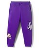 Babyhug Terry Knit Full Length Track Pants With Animal Embroidery - Purple