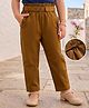 Kookie Kids Twill Woven Midrise Full Length Trouser Soft Elasticated Waistband With Functional Side Pockets - Khaki