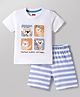 Babyhug Cotton Knit Half Sleeves T-Shirt & Shorts Night Suit With Koala & Sloth Print - White