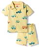 Babyhug Cotton Knit Half Sleeves Co-ords Shirt & Shorts Night Suit with Car Print - Yellow
