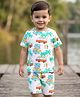 Babyhug 100% Cotton Knit Beach Theme & Dino Printed Co-Ord T-Shirt & Shorts Set - Multicolour