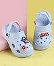 Pine Kids Marvel Back Strap Clogs With Captain America Applique - Light Blue