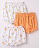 Babyhug 100% Cotton Knit Floral & Tropical Theme Printed Bloomers Pack Of 3 - Orange & White