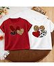 Luke and Lilly Cotton Blend Knit Pack Of 2 Half Sleeves Heart Printed Tees - Red & White