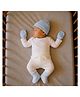 PREKIES Cotton Knit Solid Cap Mittens & Booties - Blue