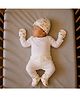 PREKIES Cotton Knit Cars Printed Cap Mittens & Booties Set - Cream