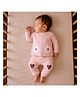 PREKIES Cotton Knit Full Sleeves Floral Printed Top & Pants Set - Pink