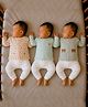 PREKIES Cotton Knit Pack Of 3 Full Sleeves Striped & Bear Printed Jhablas - Olive Green & Peach