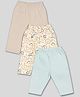 PREKIES Cotton Knit Pack Of 3 Solid & Animal Printed Pajamas - Multi Colour