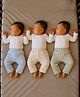 PREKIES Cotton Knit Pack Of 3 Solid Striped & Dinosaur  Printed Pajamas - Green & Blue