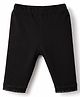 Babyhug Cotton Lycra Knit Three Fourth Solid Leggings With Lace Detailing - Black
