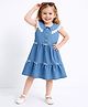 Bright Stars KIDSWEAR Denim Woven Sleeveless Lace Embellished & Bow Applique Detailed Dress - Blue