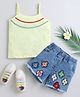 Bright Stars KIDSWEAR Single Jersey Knit Sleeveless Lace Embellished Top & Shorts Set - Yellow