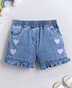Bright Stars KIDSWEAR Denim Heart Embroidered Frill Detailed Shorts - Blue