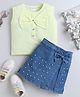 Bright Stars KIDSWEAR Single Jersey Knit Sleeveless Bow Applique Detailed Top & Skorts Set - Yellow