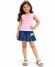 Bright Stars KIDSWEAR Single Jersey Knit Lace Embellished  Top & Skirt Set - Pink