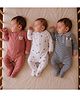 PREKIES Cotton Knit Pack Of 3 Full Sleeves Striped & Teddy Bear Printed Footed Sleepsuit - Multi Colour
