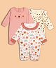 PREKIES Cotton Knit Pack Of 3 Full Sleeves Floral & Rainbows Printed Footed Sleepsuit - Multi Colour