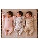 PREKIES Cotton Knit Pack Of 3 Full Sleeves Floral & Rainbows Printed Footed Sleepsuit - Multi Colour