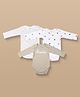 PREKIES Cotton Knit Pack Of 3 Full Sleeves Striped & Teddy Bear Printed Onesies - Multi Colour