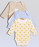 PREKIES Cotton Knit Pack Of 3 Full Sleeves Star & Sun Printed Onesies - Multi Colour