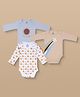 PREKIES Cotton Knit Pack Of 3 Full Sleeves Star & Sun Printed Onesies - Multi Colour