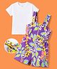 Ollington St. Sinker Knit Dungaree & Half Sleeves T-Shirt With Floral Print - Multicolor