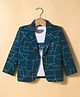 Dapper Dudes Woven Full Sleeves Printed Blazer With Typographic Tee - Green