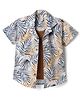 Dapper Dudes Woven Half Sleeves Tropical Theme Printed Shirt with Attached T-Shirt- Brown