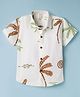 Dapper Dudes Cotton Woven Half Sleeves Palm Tree Printed Shirt - Brown