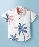 Dapper Dudes Cotton Woven Half Sleeves Palm Tree Printed Shirt - Orange