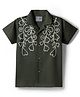 Dapper Dudes Cotton Woven Half Sleeves Floral Embroidered Shirt - Dark Green