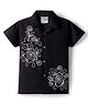 Dapper Dudes Cotton Woven Half Sleeves Floral Embroidered Shirt - Black