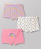 Bodycare Cotton Knit Hipsters with Stripes & Rainbow Print Pack of 3 - Pink  & Offwhite