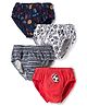 Bodycare Cotton Knit Briefs With Football Print Pack Of 4 - Red Navy Blue & Grey
